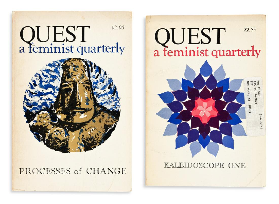 Quest: A Feminist Quarterly. A Complete Run: Twenty: Quest: A Feminist Quarterly. A Complete Run: Twenty Issues 1974-1982. Octavo softcover volumes either perfect bound or stapled, four issues for each of the five years of publication; each with front c
