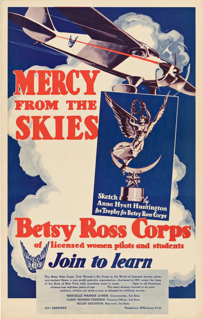 SKETCH BY ANNA HYATT HUNTINGTON (1876-1973). BETSY: SKETCH BY ANNA HYATT HUNTINGTON (1876-1973) BETSY ROSS CORPS / MERCY FROM THE SKIES. Circa 1931.20x12¾ inches, 50¾x32½ cm.Condition A: minor abrasions at edges. Paper.Huntington w