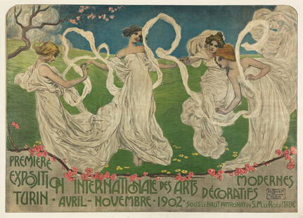 LEONARDO BISTOLFI (1859-1933). PREMIÈRE: LEONARDO BISTOLFI (1859-1933) PREMIÃˆRE EXPOSITION INTERNATIONALE DES ARTS DÃ‰CORATIFS MODERNES. 1902.41x57½ inches, 104x146 cm. Doyen de L. Simondetti, Turin.Condition B+: expert overpain