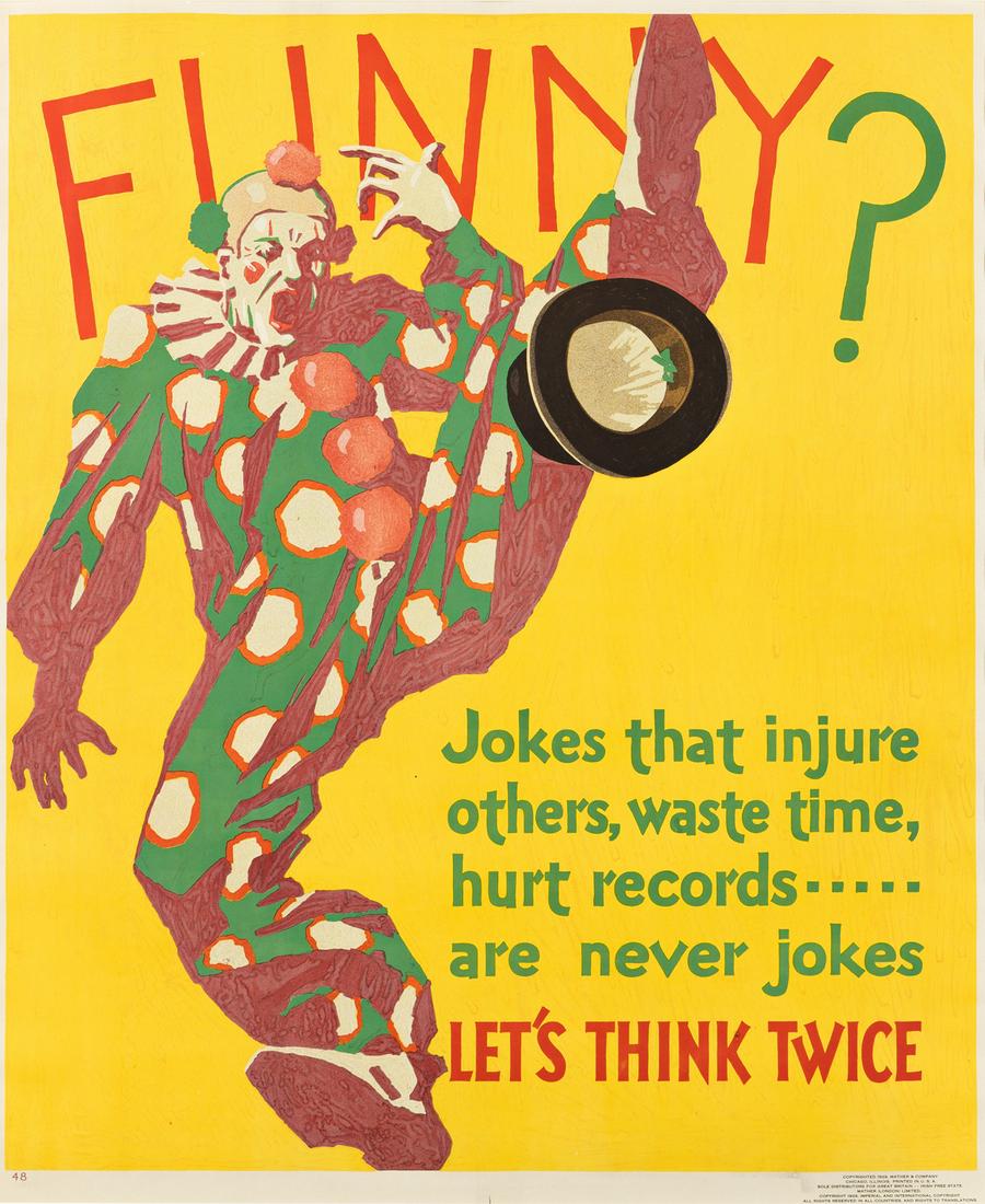 DESIGNER UNKNOWN.  FUNNY? / LET'S THINK TWICE. 1929. (1 of 1)