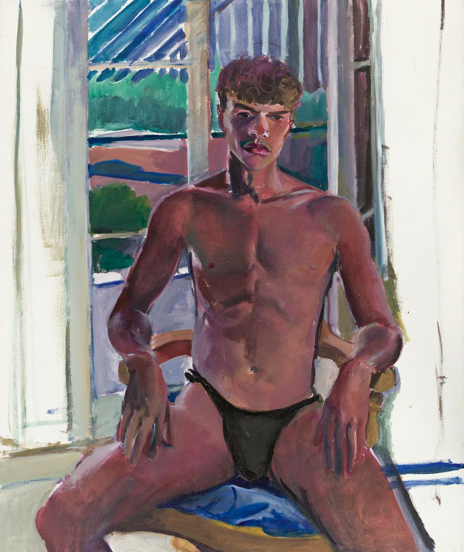 PATRICK ANGUS (1953-1992) Seated Model.: PATRICK ANGUS (1953-1992) Seated Model. Acrylic on canvas. 1220x1020 mm; 48x40 inches.Provenance: Private collection, Los Angeles; Estate of Ray Blanco, New Jersey; private collection, New Jersey, 200