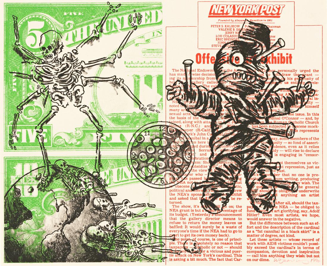 DAVID WOJNAROWICZ (1954-1992) Untitled (Voodoo Doll and: DAVID WOJNAROWICZ (1954-1992) Untitled (Voodoo Doll and Spider). Color lithograph on buff Arches Cover. 215x260 mm; 8½x10¼ inches (sheet), full margins. One of only 14 impressions presented