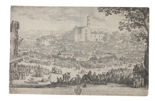 JACQUES CALLOT L'Impruneta.: AN UNDESCRIBED STATE. JACQUES CALLOT L'Impruneta. Etching, 1620. 433x667 mm; 17 1/8x26 1/4 inches. An undescribed state between the second or third and sixth states (of 6), with the inscription