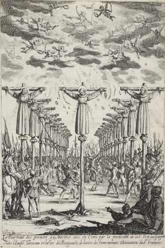 JACQUES CALLOT Collection of 16 etchings.: JACQUES CALLOT Collection of 16 etchings. Each circa 1635. Including 12 etchings from Les Fantasies and 3 etchings from Les Miseres et les Malheurs de la Guerre. Various sizes and conditions.