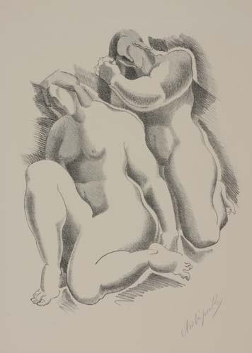 ALEXANDER ARCHIPENKO Female Nudes.: ALEXANDER ARCHIPENKO Female Nudes. Lithograph, 1923. 340x265 mm; 13 3/8x10 1/2 inches, full margins. Edition of 150. Signed in pencil, lower right. Published by Kreises Arndt Beyer, Leipzig. From Drit