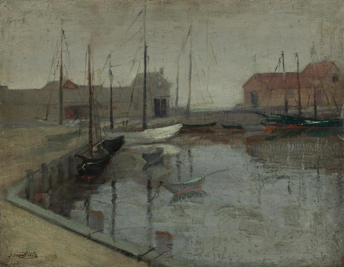 ABRAHAM WALKOWITZ (1878-1965) Wharf Scene (Gloucester). (1 of 2)