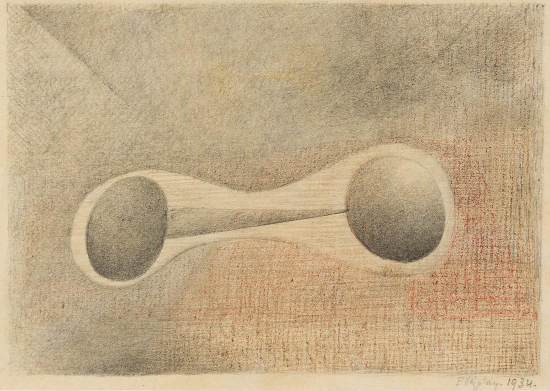 PAULE VÃ‰ZELAY (1892-1984) Untitled.: PAULE VÉZELAY (1892-1984) Untitled. Pencil and color pencils on thin cream wove paper. 160x210 mm; 6¼x8¼ inches. Signed and dated in pencil, lower right recto. 1934.Provenance: Artist's