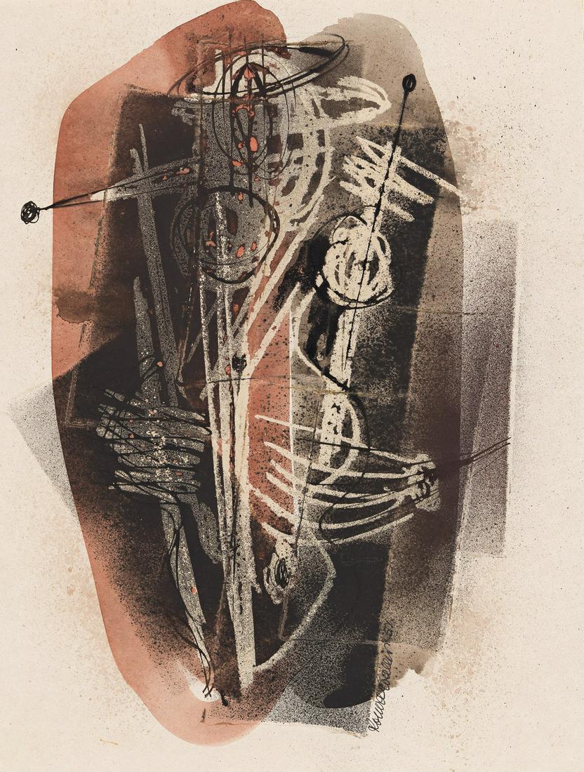 KONRAD CRAMER (1888-1963) Group of 4 works on paper.: KONRAD CRAMER (1888-1963) Group of 4 works on paper. Draped Model. Acrylic and pen and ink. Signed by Aileen Cramer, daughter of the artist, dated and inscribed "Work by my father, Konrad Cramer," in