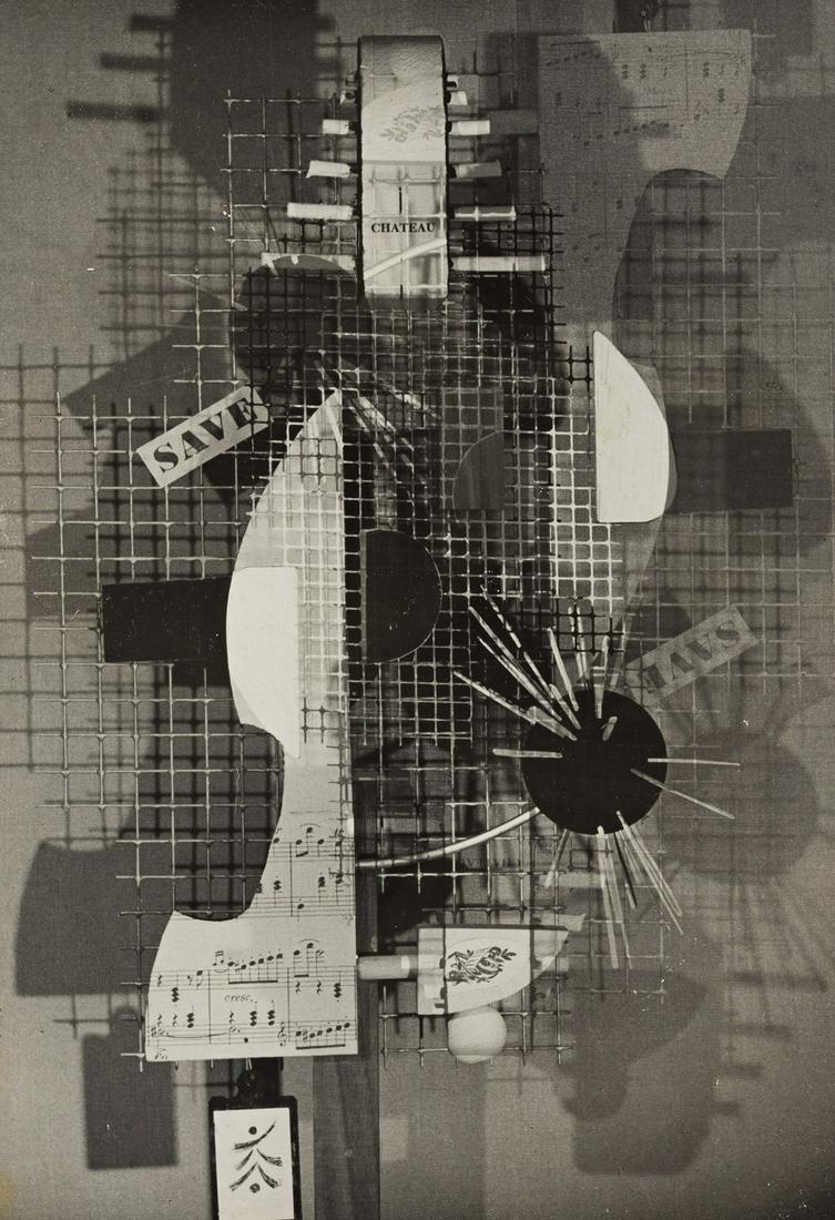 KONRAD CRAMER (1888-1963) Study of Construction #4.: KONRAD CRAMER (1888-1963) Study of Construction #4. Silver print mounted to wooden support, the image measuring 352.4x241.3 mm; 13x9½ inches, flush mounted to a wooden support, with Cramer's stud