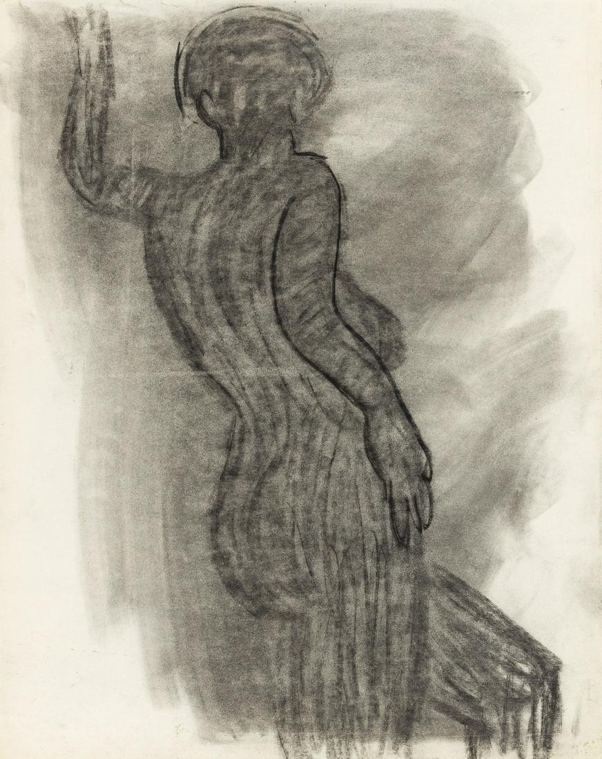 LESTER JOHNSON (1919-2010) Nude.: LESTER JOHNSON (1919-2010) Nude. Charcoal on cream laid paper. 605x475 mm; 23¾x18¾ inches. Circa 1960.Provenance: Acquired from the artist, New York.Johnson came to New York in 1947 after st