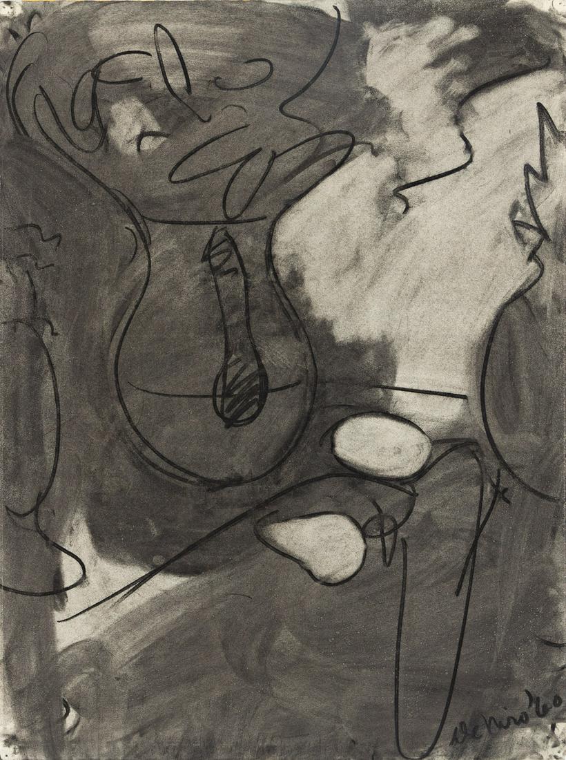 ROBERT DE NIRO, SR. (1922-1993) Still Life with Lemons.: ROBERT DE NIRO, SR. (1922-1993) Still Life with Lemons. Charcoal on cream laid paper. 635x475 mm; 25x18¾ inches. Signed and dated in charcoal, lower right recto. 1960.Provenance: Acquired from th