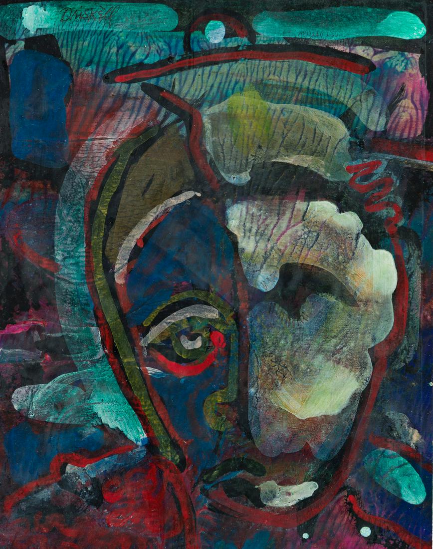 DAVID DRISKELL (1931 - 2020) The Ghost.: DAVID DRISKELL (1931 - 2020) The Ghost. Oil and oil monotype on thin wove paper, 1980. 196x152 mm; 7¾x6 inches. Signed in oil, upper left.Provenance: private collection, New Jersery.