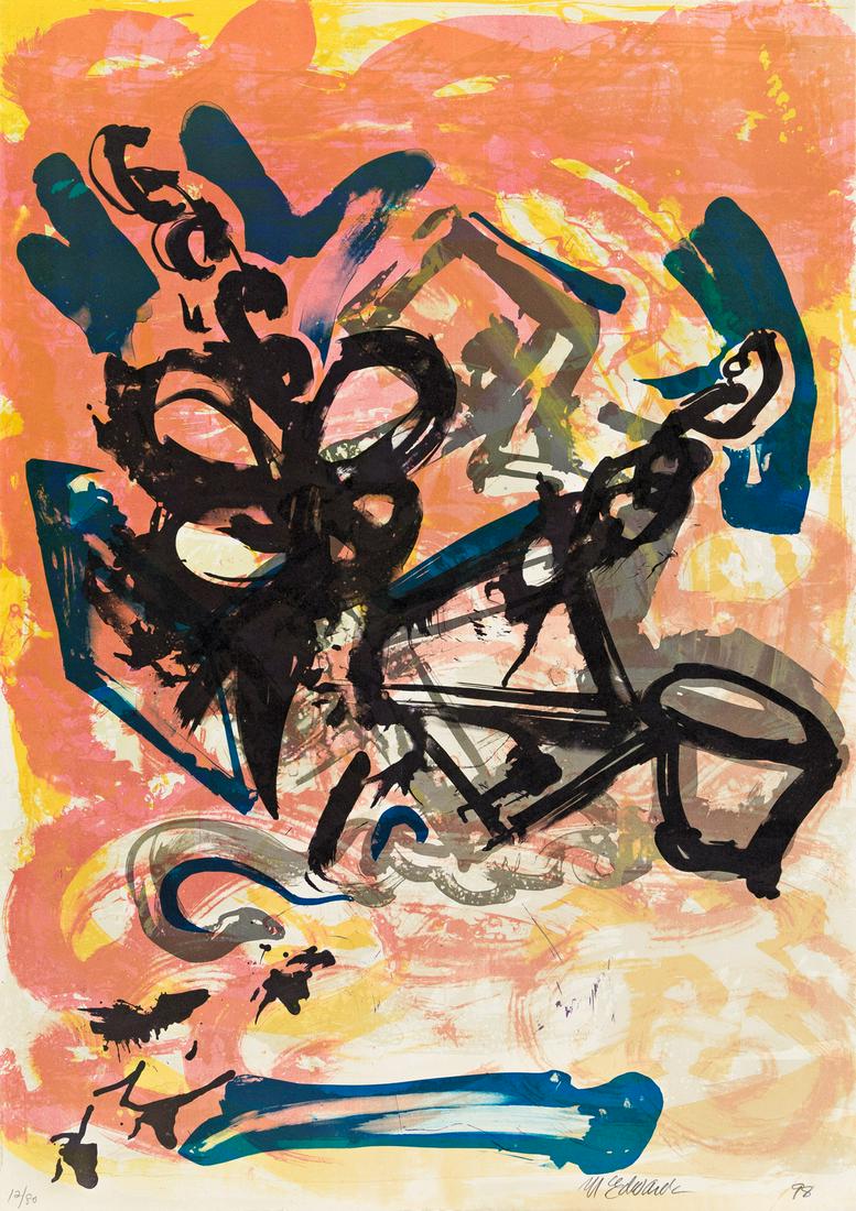 MELVIN EDWARDS (1937 - ) Untitled.: MELVIN EDWARDS (1937 - ) Untitled. Color lithograph on wove paper, 1998. 753x539 mm; 29x21¼ inches. Signed, dated and numbered 12/80 in pencil, lower edge.Provenance: Sande Webster Gallery, Phila