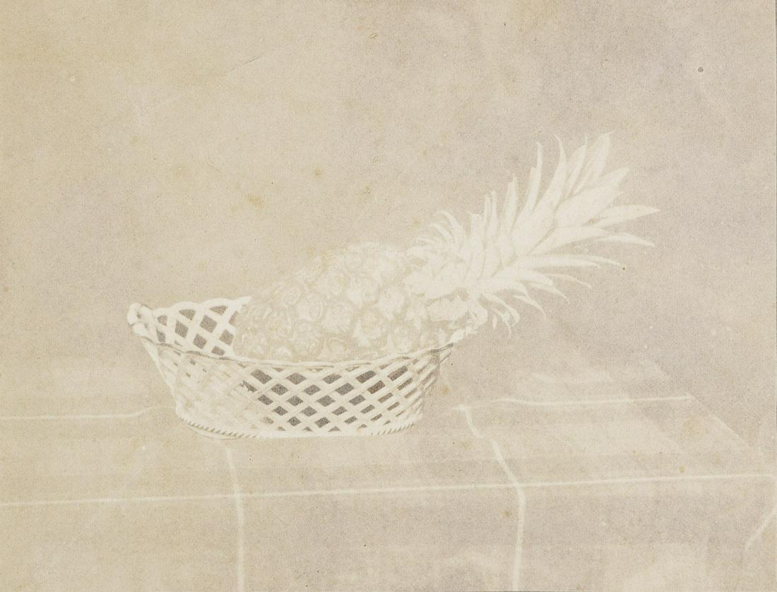 WILLIAM HENRY FOX TALBOT (1800-1877) The Hungerford: WILLIAM HENRY FOX TALBOT (1800-1877)The Hungerford Suspension Bridge, London * A fruit piece with a single pineapple. Salt print and salt print from calotype negative, the images measuring 6x8 and 5&f