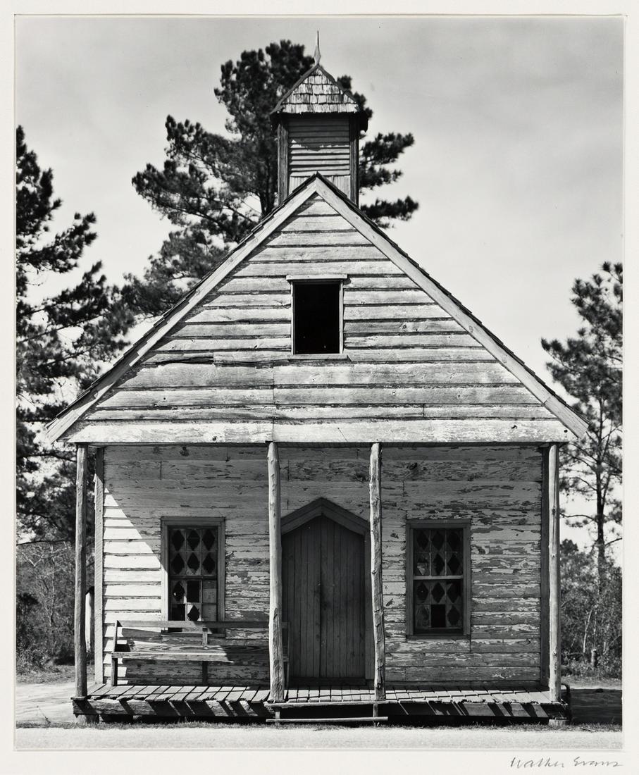 WALKER EVANS (1903-1975) Wooden Church, South Carolina: WALKER EVANS (1903-1975)Wooden Church, South Carolina * Westchester, New York, Farmhouse. Together, 2 silver prints, the images measuring 8¼x6¾ and 4¾x6 inches (21x17.1 and 12.1x1