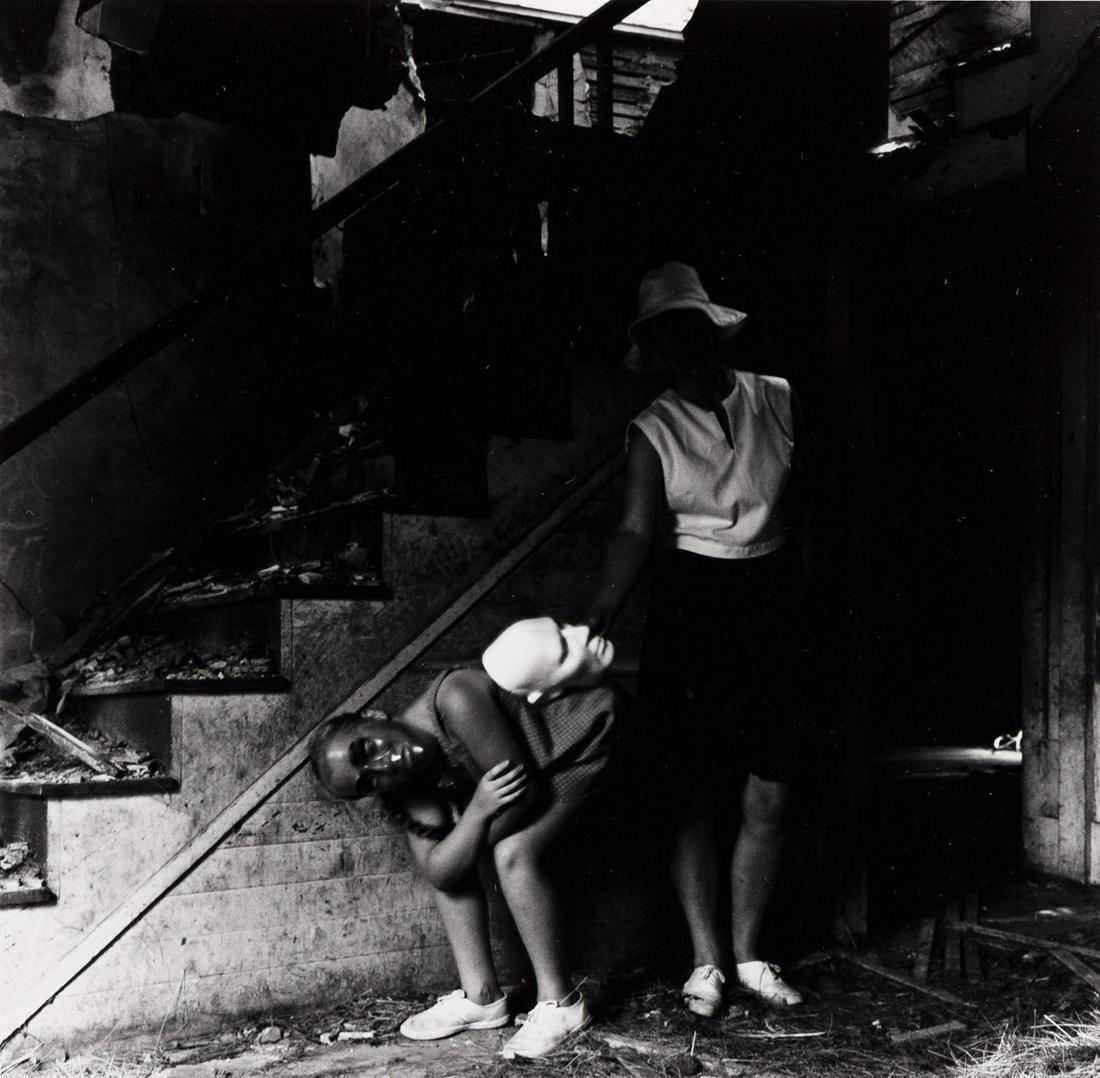 RALPH EUGENE MEATYARD (1925-1972) Figures wearing: RALPH EUGENE MEATYARD (1925-1972)Figures wearing masks. Silver print, the image measuring 6¾ inches (15.2 cm.) square, the sheet 8x10 inches (20.3x25.4 cm.), with Madelyn O. Meatyard's signatur