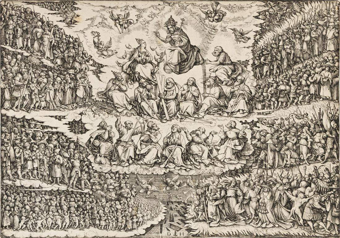 DANIEL HOPFER The Last Judgment.: DANIEL HOPFER The Last Judgment. Etching, circa 1525. 312x455 mm; 12¼x17¾ inches, thread margins. First state (of 2). A superb, richly-inked impression of this large, early etching, with ver