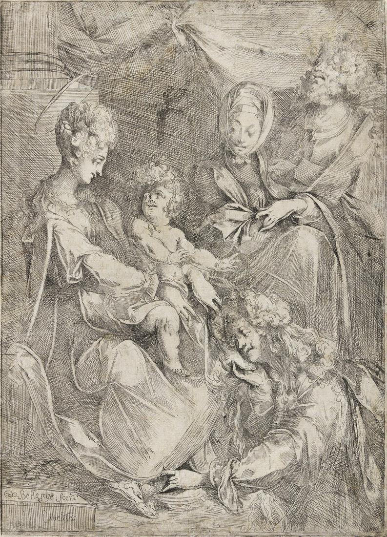JACQUES BELLANGE The Holy Family with Mary Magdalene: JACQUES BELLANGE The Holy Family with Mary Magdalene and Saint Anne. Etching and engraving, circa 1612-16. 330x240 mm; 13¼x9½ inches. A very good impression of the first state (of 2) of this
