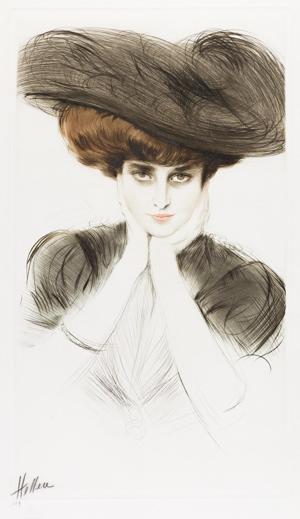 PAUL CÉSAR HELLEU Femme au Chapeau, les mains sur (1 of 1)