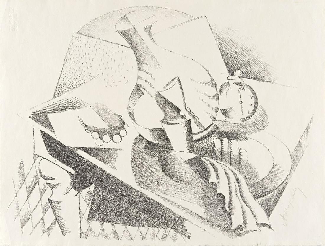 ALEXANDER ARCHIPENKO Stilleben.: ALEXANDER ARCHIPENKO Stilleben. Lithograph, 1922. 295x390 mm; 11½x15 inches, full margins. Edition of 125. Signed in pencil, lower right. Published by Gustav Kiepenheuer, Weimar. From Die Schaffe
