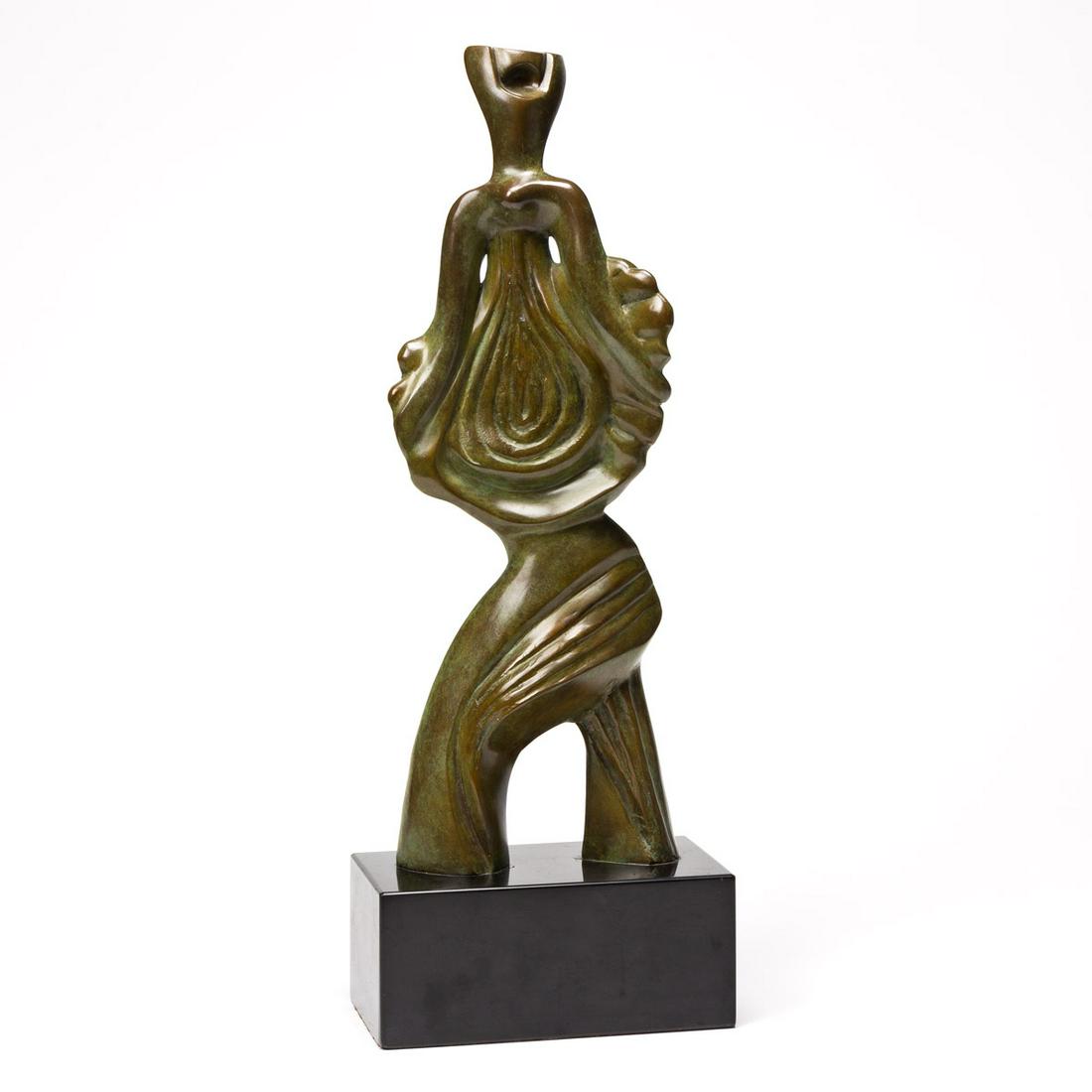 ALEXANDER ARCHIPENKO (1887 - 1964, RUSSIAN/AMERICAN): ALEXANDER ARCHIPENKO (1887 - 1964, RUSSIAN/AMERICAN) Walking. Bronze with green patina, Conceived in 1957 and cast in 1966 by foundry Sheidow, USA. 413mm; 16 inches. Inscribed, Archipenko, and numbere