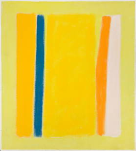 JOHN OPPER (1908 1994, AMERICAN) Pale Yellow Field II.: JOHN OPPER (1908 1994, AMERICAN) Pale Yellow Field II. Acrylic on canvas, 1971. Signed, John Opper, and dated, 22-71, on verso. 1524x1372 mm; 60x54 inches. Provenance: The artist; Grace Borgenicht Gal