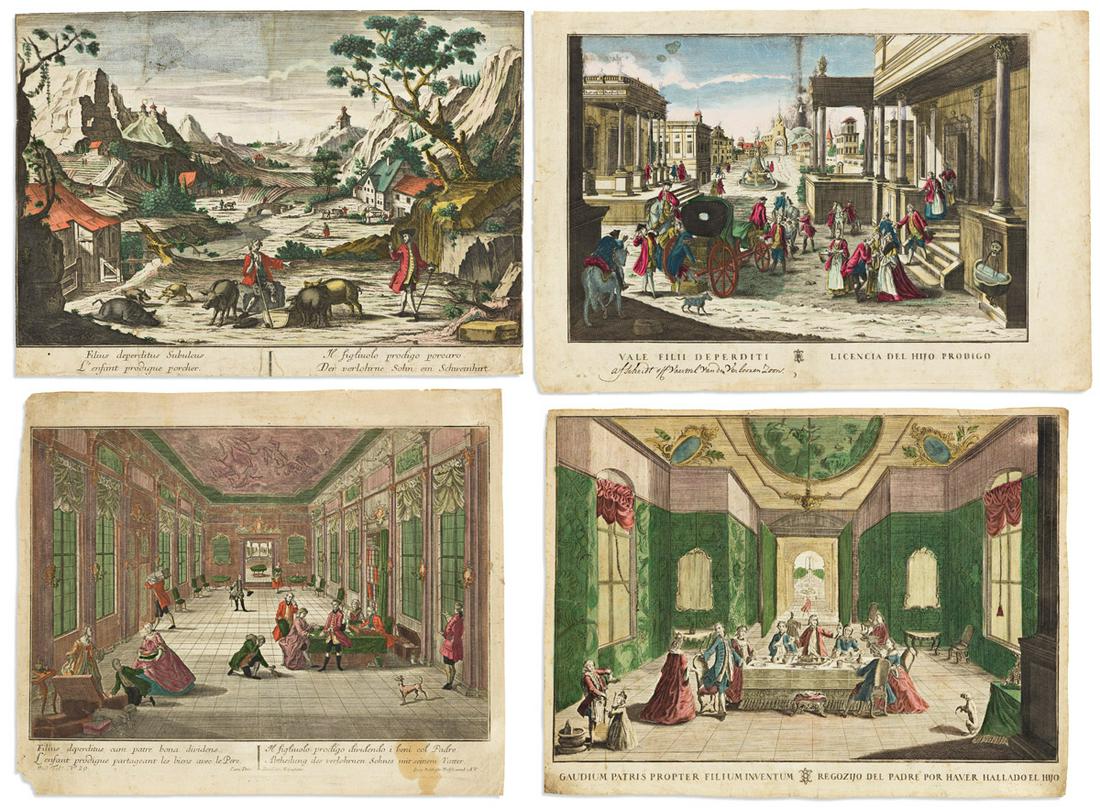 (PRODIGAL SON.) Georg Balthasar Probst. Group of 4 (1 of 1)