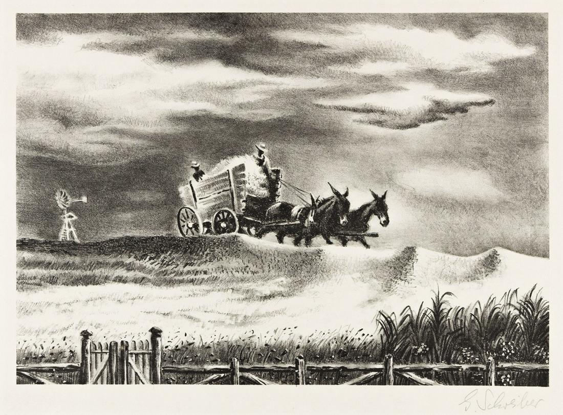GEORGES SCHREIBER (1904-1977) In Tennessee.: GEORGES SCHREIBER (1904-1977) In Tennessee. Lithograph. 232x330 mm; 9x13 inches, wide margins. Edition of 250. Signed in pencil, lower right. Published by the Associated American Artists, New York. A