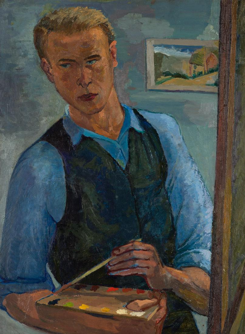 MICHAEL LOEW (1907-1985) Self Portrait.: MICHAEL LOEW (1907-1985) Self Portrait. Oil on canvas. 718x534 mm; 28¼x21 inches. Signed, Loew, dated, '31, and inscribed, Self Portrait, verso. 1931Provenance: Private collection, Washington, DC