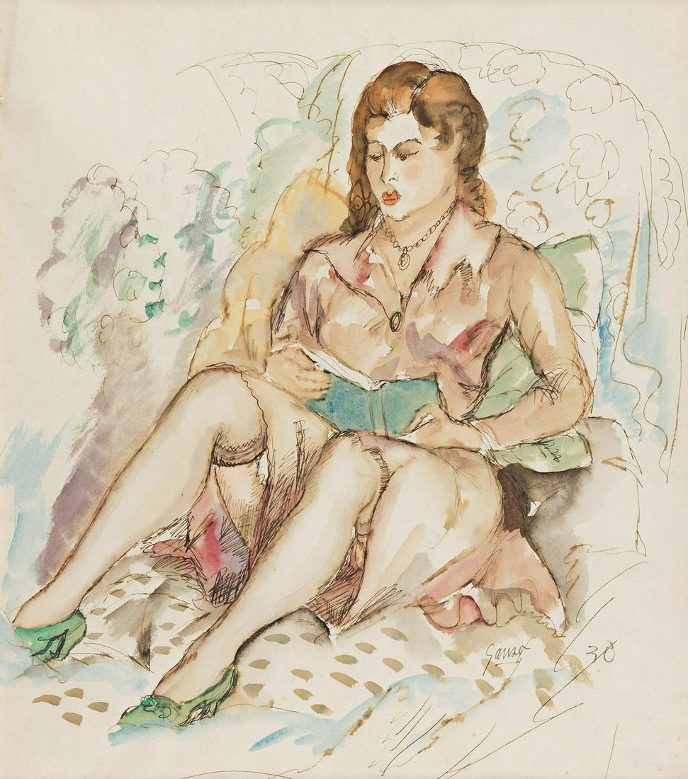 EMIL GANSO (1895-1941) Seated Girl Reading. (1 of 1)