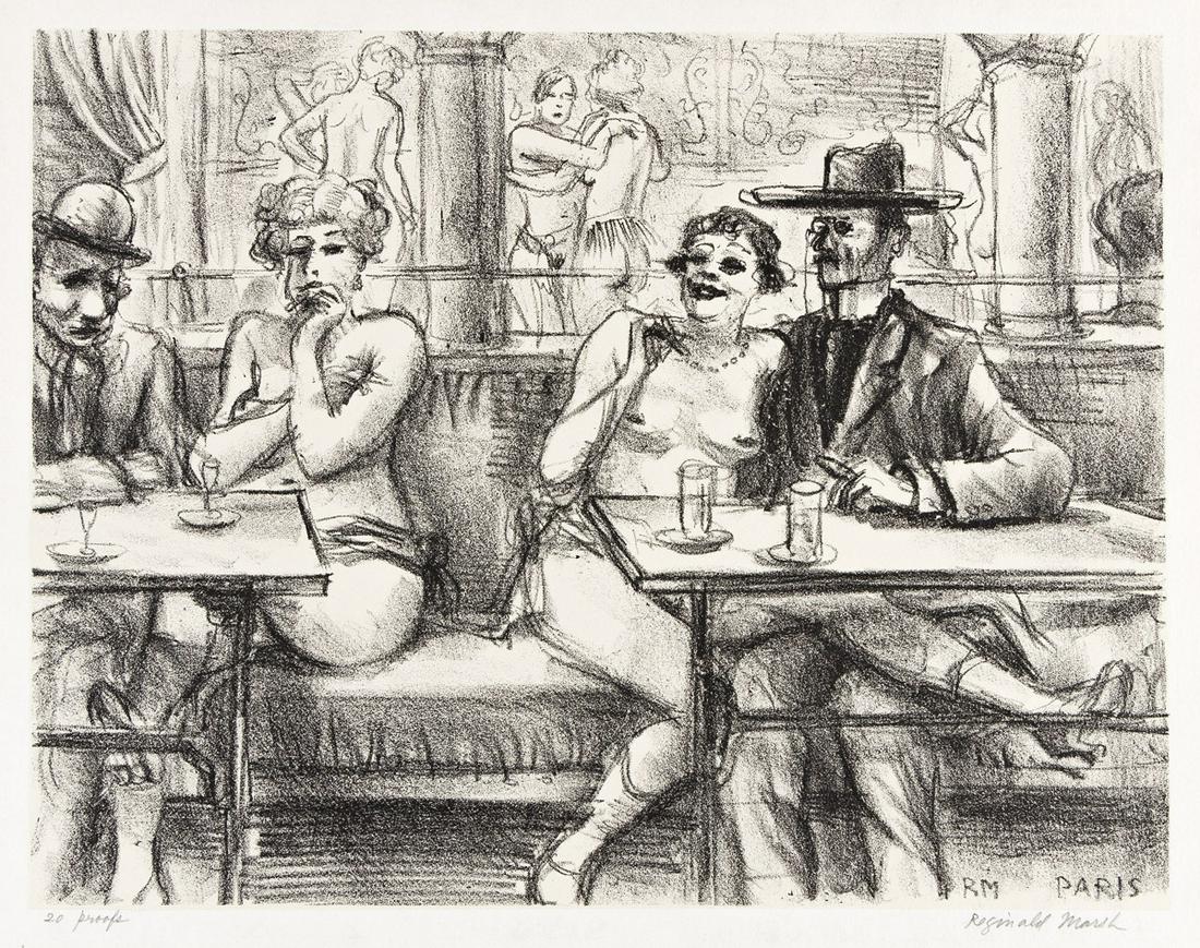 REGINALD MARSH (1898-1954) Rue Blondel #1.: REGINALD MARSH (1898-1954) Rue Blondel #1. Lithograph on Chine collé. 206x270 mm; 8¼x10 inches, full margins. Edition of 20. Signed and inscribed "20 proofs" in pencil, lower margin. 1928.A