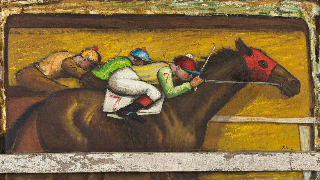ALBERT PELS (1910-1998) Saratoga Race Track.: ALBERT PELS (1910-1998) Saratoga Race Track. Oil on canvas. 508x902 mm; 20x35½ inches. Signed, Pels, and dated, '42, lower right. 1942.Provenance: Estate of the artist; thence by descent to the c