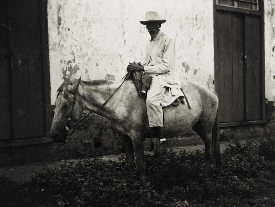 WALKER EVANS (1903-1975) Man on donkey, Cuba. Silver: WALKER EVANS (1903-1975) Man on donkey, Cuba. Silver print, the image measuring 6¼x8 inches (15.9x20.3 cm.), the sheet 8x10 inches (20.3x25.4 cm.). 1933; printed 1960s From the Collection of Bobb