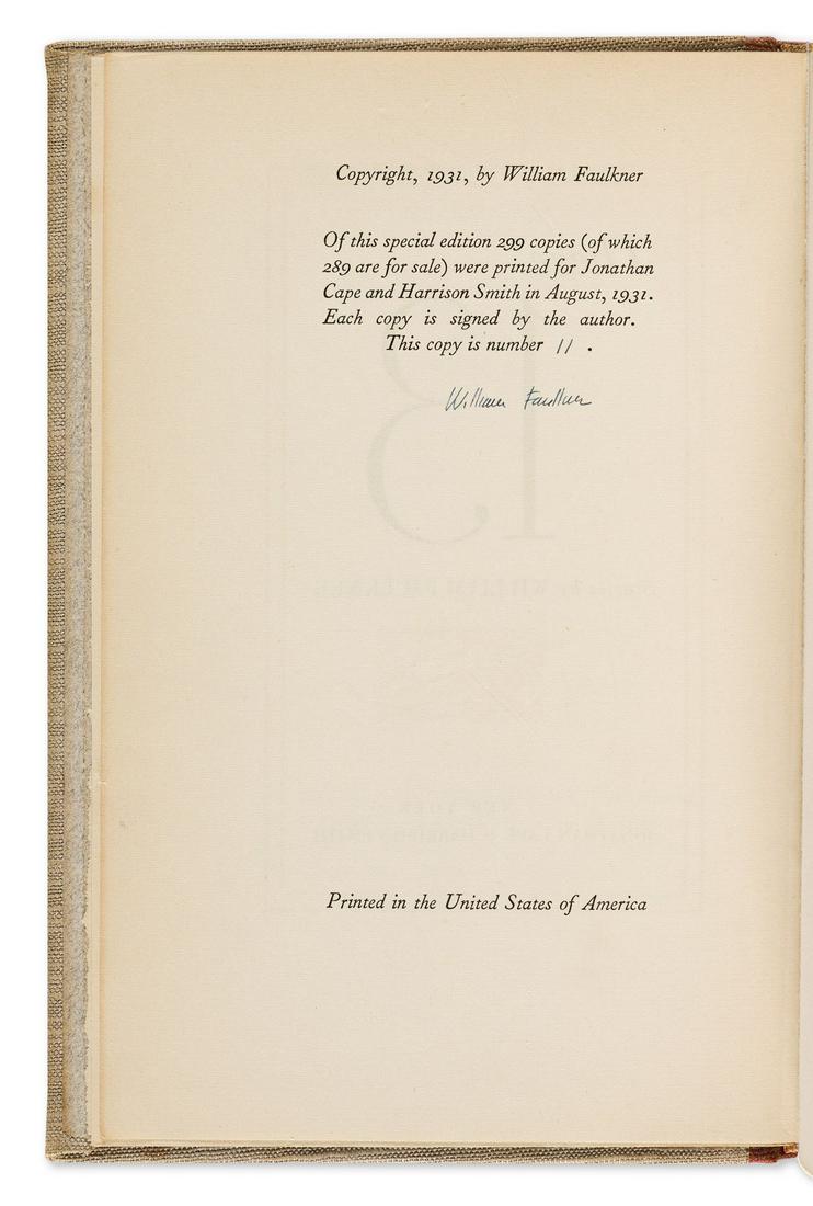 FAULKNER, WILLIAM. These Thirteen. 8vo, original (1 of 2)