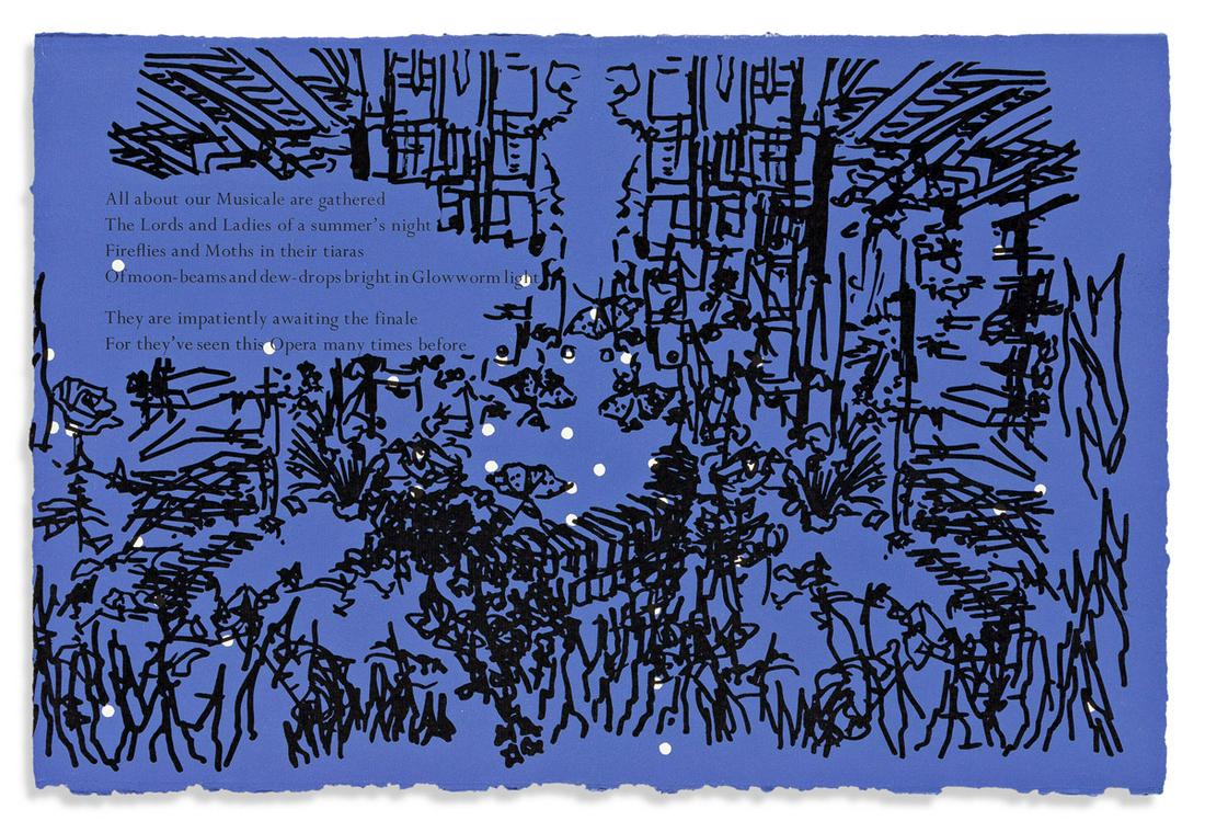 RIFKA, JUDY. Opera of the Worms. Text by Rene Ricard.: RIFKA, JUDY. Opera of the Worms. Text by Rene Ricard. Portfolio with complete handset letterpress text and color lithography on Dieu Donne paper. 4to (12 x 18 inches; 305 x 460 mm, folded sheets), pub