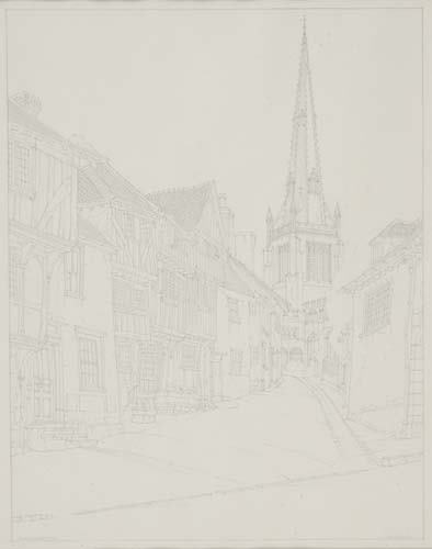 JOHN TAYLOR ARMS Thaxted, Essex.: JOHN TAYLOR ARMS Thaxted, Essex. Silverpoint on white wove paper, 1936. 270x225 mm; 10 3/4x8 3/4 inches. Signed, titled and dated in silverpoint, lower margin. All items are offered for sale sub