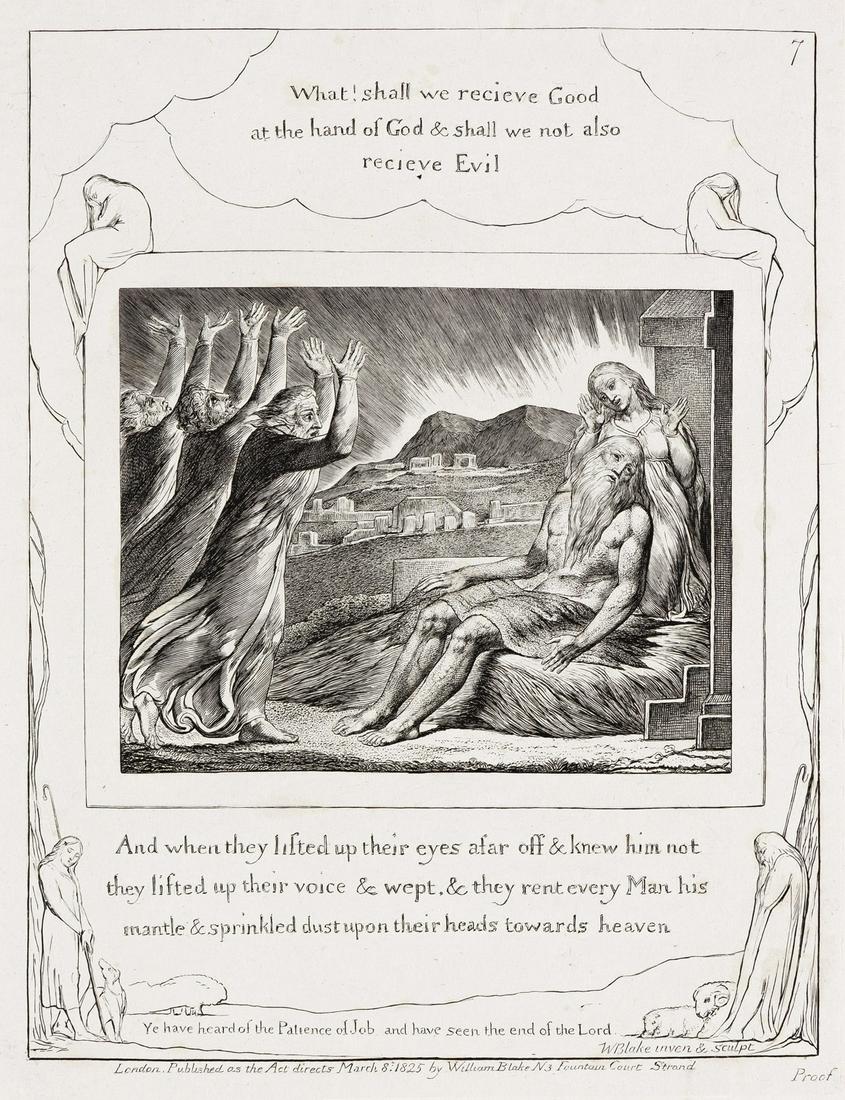 WILLIAM BLAKE And When They Lifted Up Their Eyes Afar Off. Engraving on Chine collé, 1825.: WILLIAM BLAKE And When They Lifted Up Their Eyes Afar Off. Engraving on Chine collé, 1825. 217x170 mm; 8¾x6¾ inches, full margins. Edition of 215, an early impression with the word "Pro