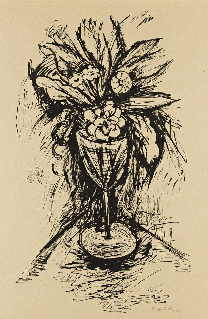 MARSDEN HARTLEY Flowers in Goblet #4. Lithograph on light tan wove paper, 1923. 650x495 mm; (1 of 1)