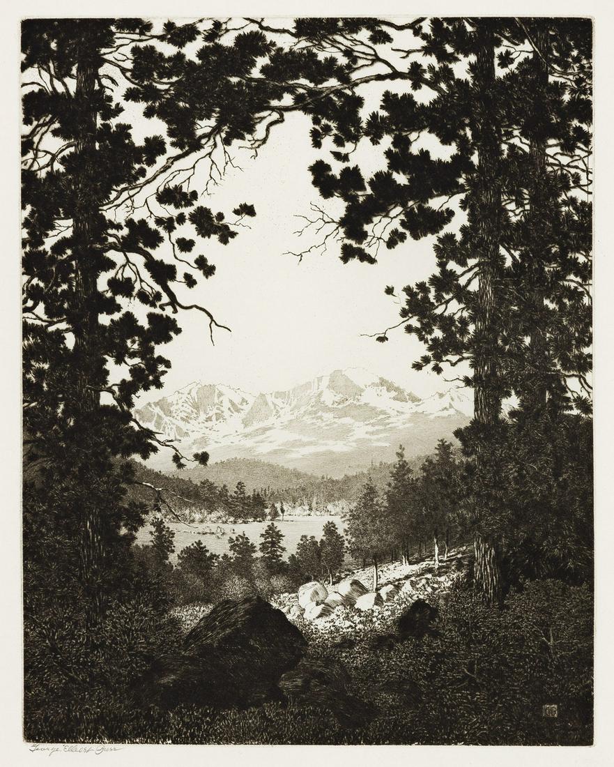 GEORGE ELBERT BURR Longs Peak-Estes Park, No. 4. Etching and drypoint, circa 1915-20. 247x194 mm; (1 of 1)