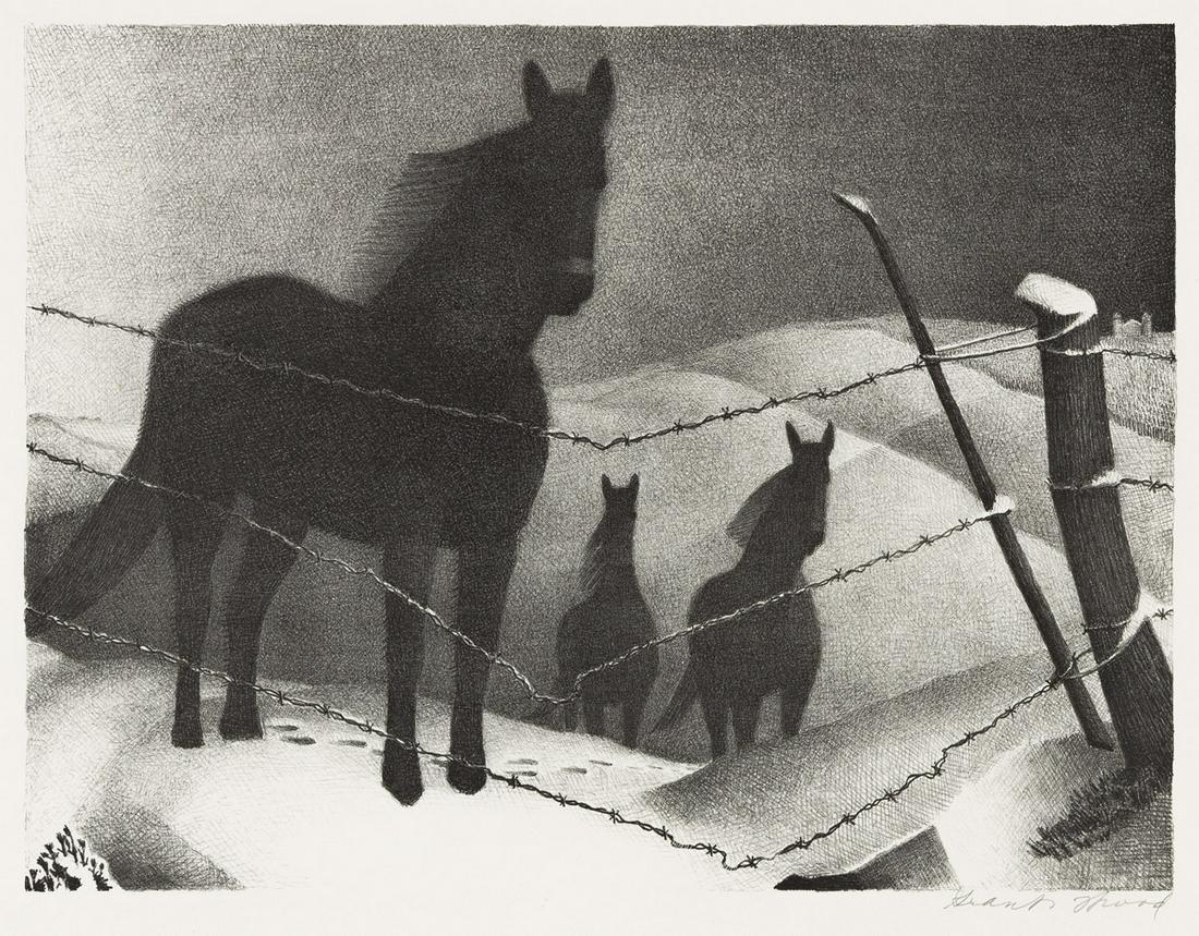 GRANT WOOD February. Lithograph, 1941. 227x303 mm; 9x11¾ inches, full margins. Edition of 250. (1 of 1)