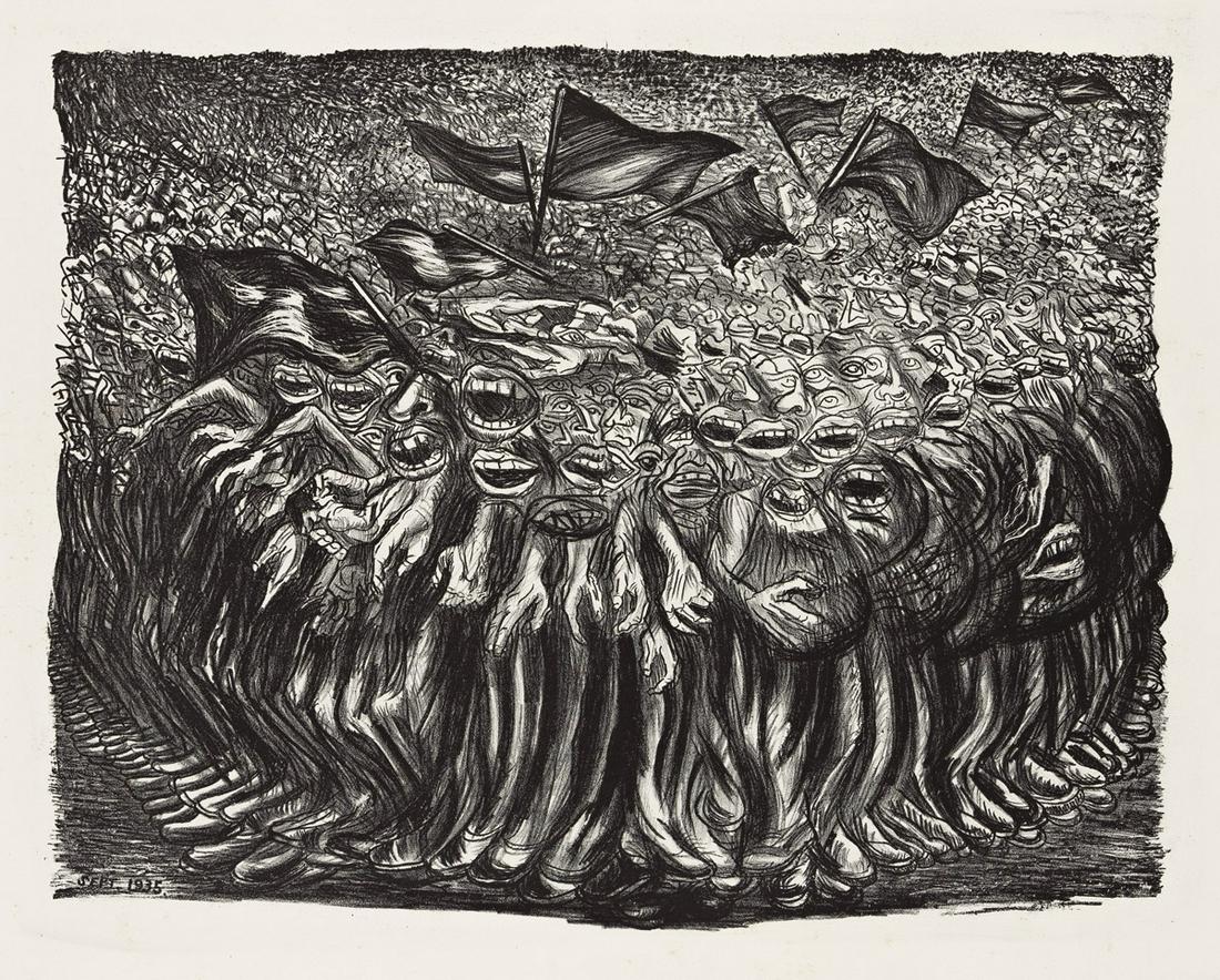 JOSÉ CLEMENT OROZCO Las Masas. Lithograph, 1935. 330x425 mm; 13x16¾ inches, full margins. (1 of 1)