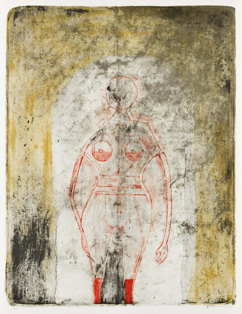 RUFINO TAMAYO Mujer en Rojo. Color lithograph, 1969. 693x540 mm; 27¼x21¼ inches, full (1 of 1)
