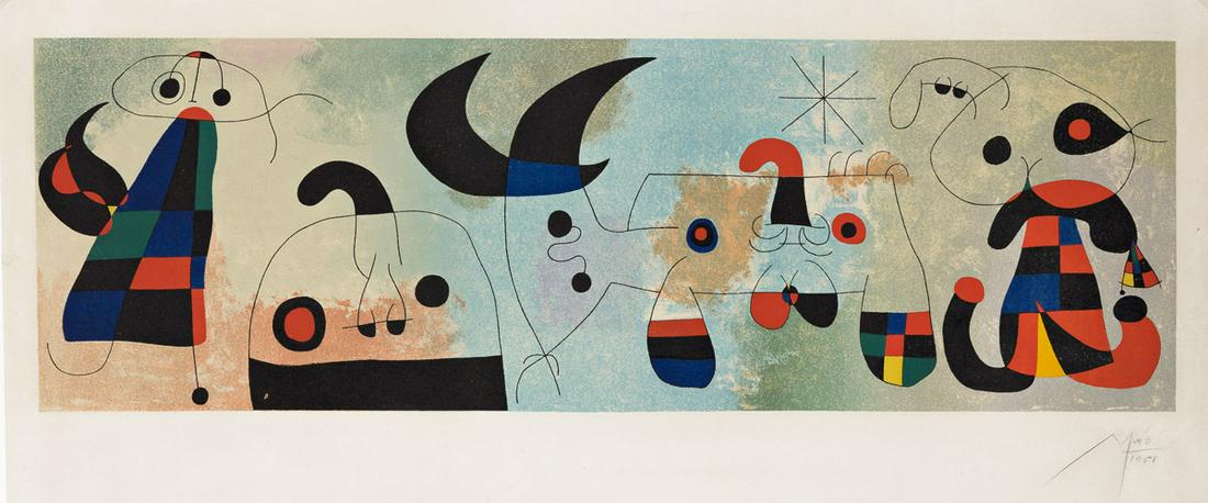 JOAN MIRÓ (after)Sur Quatre Murs.Color lithograph, 1951. 260x792 mm; 10¼x31¼ inches, (1 of 1)