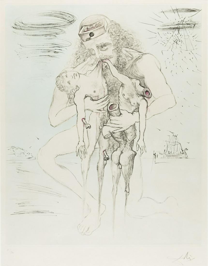 SALVADOR DALÍ Saturn. Color etching and aquatint, 1960-64. 605x490 mm; 23x19¼ inches, full (1 of 1)