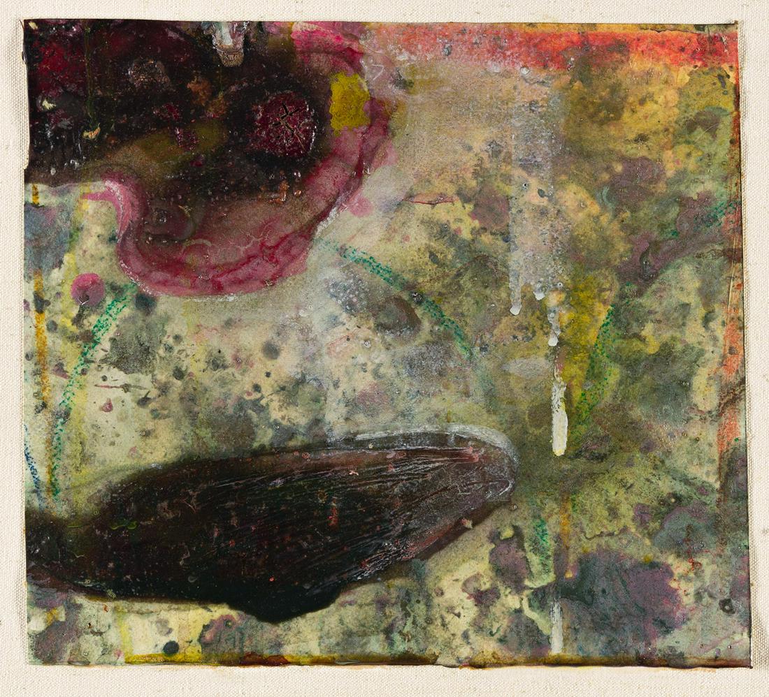 SIR FRANK BOWLING, OBE RA (1934 - ) Untitled.: SIR FRANK BOWLING, OBE RA (1934 - ) Untitled. Acrylic, oil and acrylic gel on paper, mounted on cotton canvas, 1988. Approximately 241x267 mm; 9½x10½ inches.Provenance: acquired from Anderso