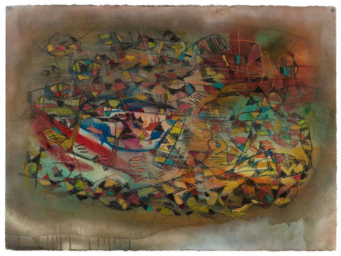 DANNY SIMMONS (1953 - ) United We Stand.: DANNY SIMMONS (1953 - ) United We Stand. Oil, charcoal and pastel on thick wove paper, 2006. 558x762 mm; 22x30 inches. Signed and dated in ink, lower left.Provenance: private collection.Exhibited: Bil