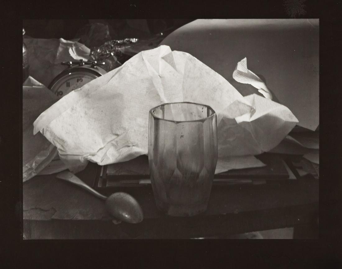 JOSEF SUDEK (1896-1976) On My Table, from the series Labyrinths.: JOSEF SUDEK (1896-1976) On My Table, from the series Labyrinths. Silver contact print, the image measuring 6x9¼ inches (17.5x23.5 cm.), the sheet 9x11 inches (22.9x28.2 cm.), with Sudek's signatu