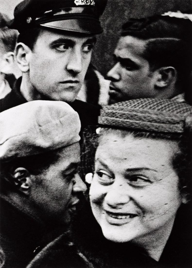 WILLIAM KLEIN (1928- ) Four Heads, New York.: WILLIAM KLEIN (1928- ) Four Heads, New York. Silver print, the image measuring 14¼x10 inches (36.2x27 cm.), the sheet 16x12 inches (40.6x30.5 cm.), with Klein's signature, title, and negative dat