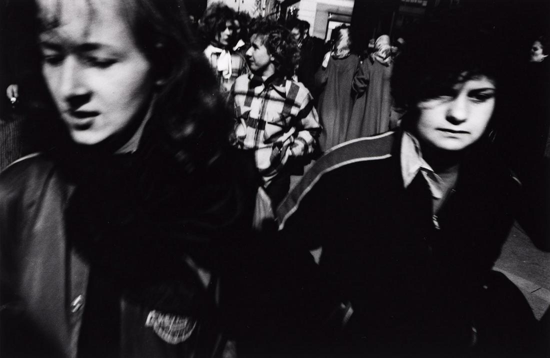 WILLIAM KLEIN (1928- ) St. Patrick's Day Parade, New York.: WILLIAM KLEIN (1928- ) St. Patrick's Day Parade, New York. Silver print, the image measuring 7¾x11¾ inches (19.7x29.8 cm.), the sheet 12x15 inches (30.5x40.3 cm.), with Klein's signature and