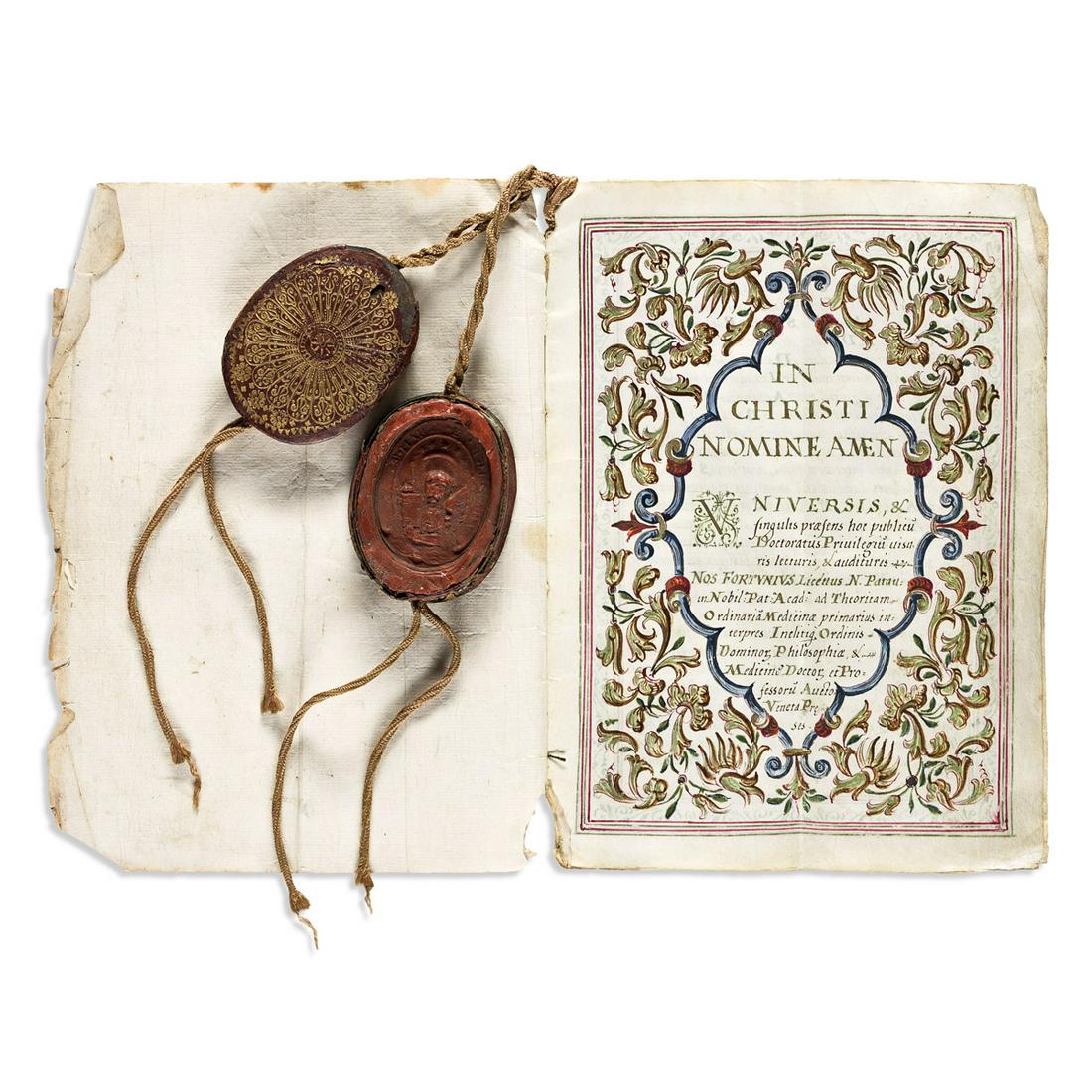 [Medicine & Science] Bidgood, John (1623-1691) Doctoral Degree, Manuscript Diploma. (1 of 1)